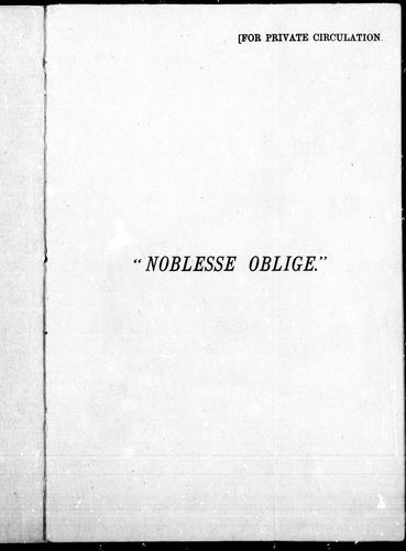 Robert Wemyss: "Noblesse oblige" (1879, s.n.)